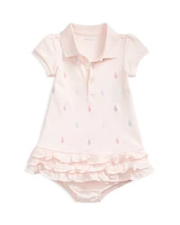 Girls' Ruffled & Embroidered Polo Dress with Bloomers - Baby