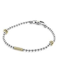 18K Yellow Gold & Sterling Silver Caviar Icon Beaded Bracelet