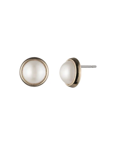 Imitation Pearl Bezel Stud Earrings
