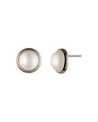 Imitation Pearl Bezel Stud Earrings