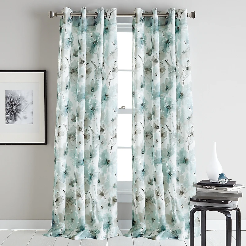 Dkny Modern Bloom Semi-Sheer Grommet Curtain Panel