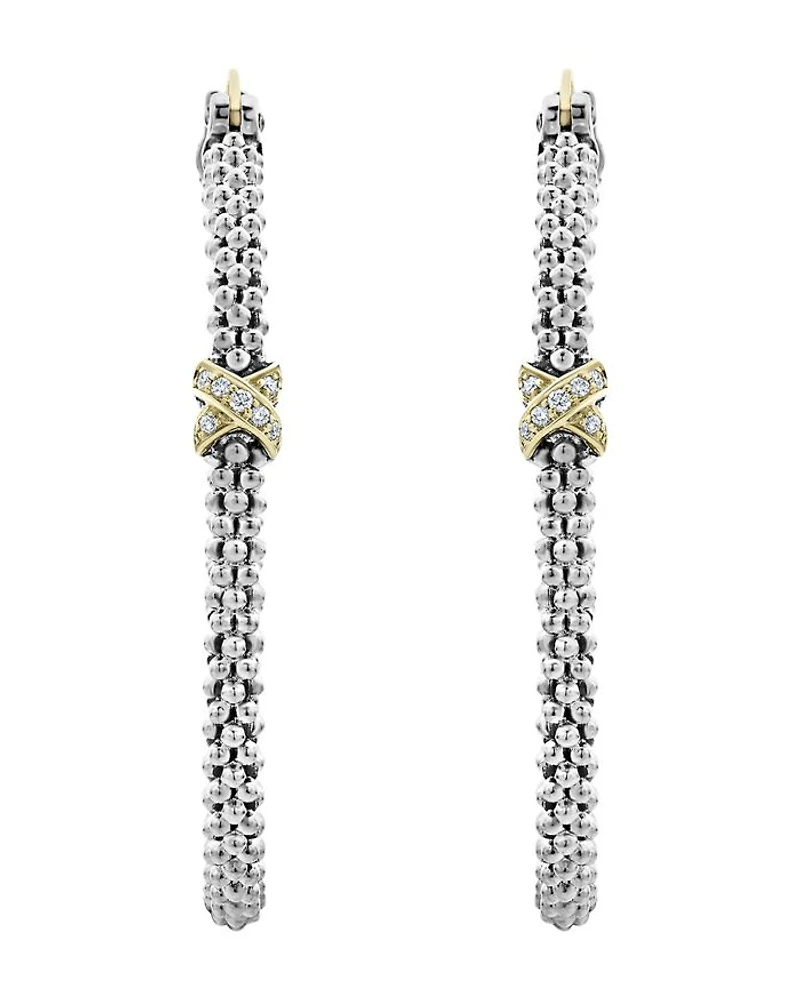 Sterling Silver & 18K Yellow Gold Embrace Diamond Hoop Earrings