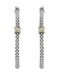 Sterling Silver & 18K Yellow Gold Embrace Diamond Hoop Earrings
