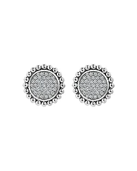 Lagos Sterling Silver Caviar Spark Diamond Clip-On Stud Earrings