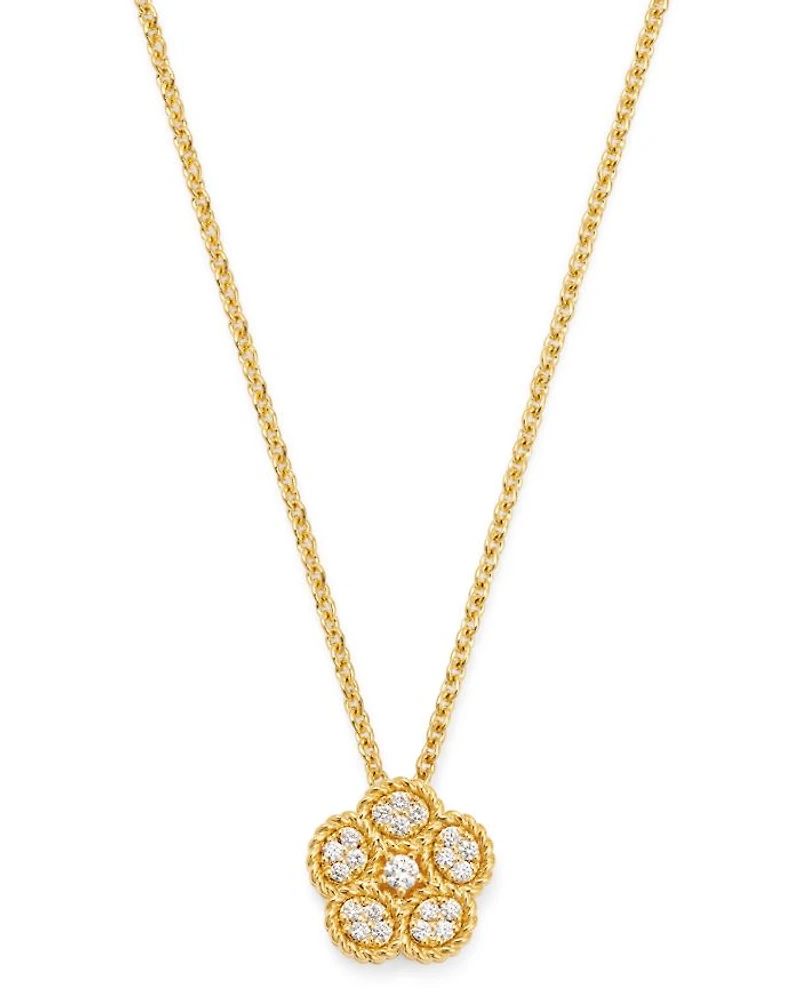 18K Yellow Gold Daisy Diamond Pendant Necklace, 17.5" - Exclusive