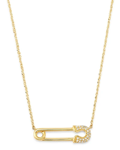 Bloomingdale's Fine Collection Diamond Safety Pin Pendant Necklace