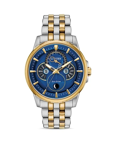 Calendrier Moonphase Two-Tone Link Bracelet Watch, 44mm