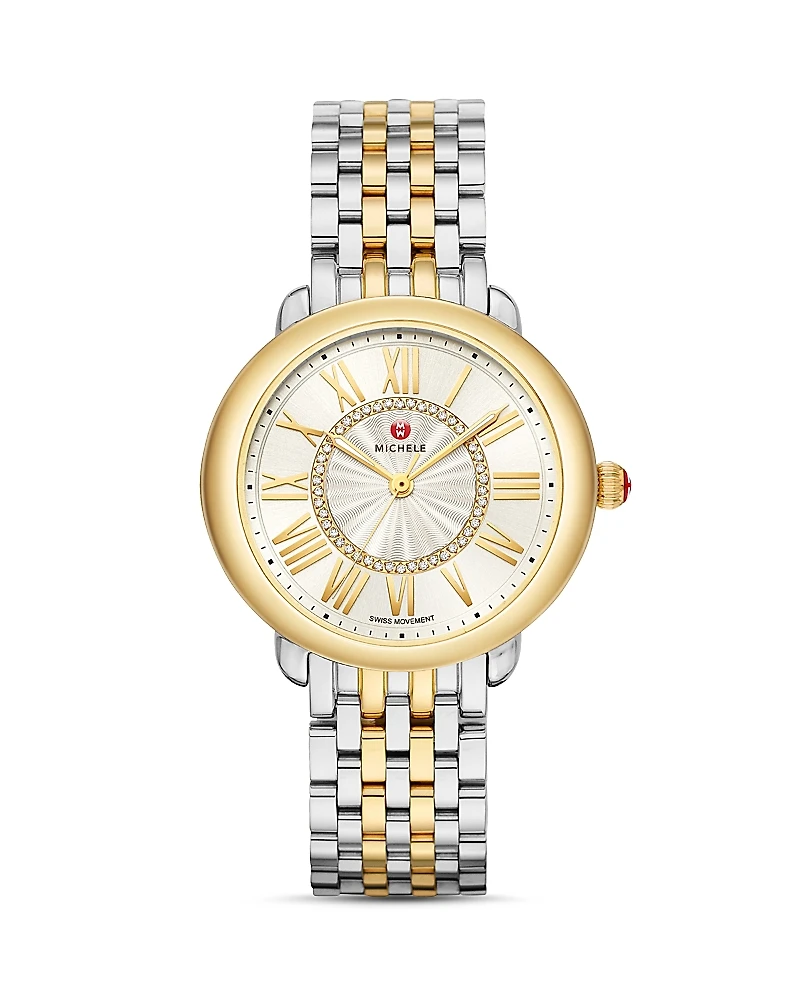 Michele Serein Mid Two-Tone Diamond Watch