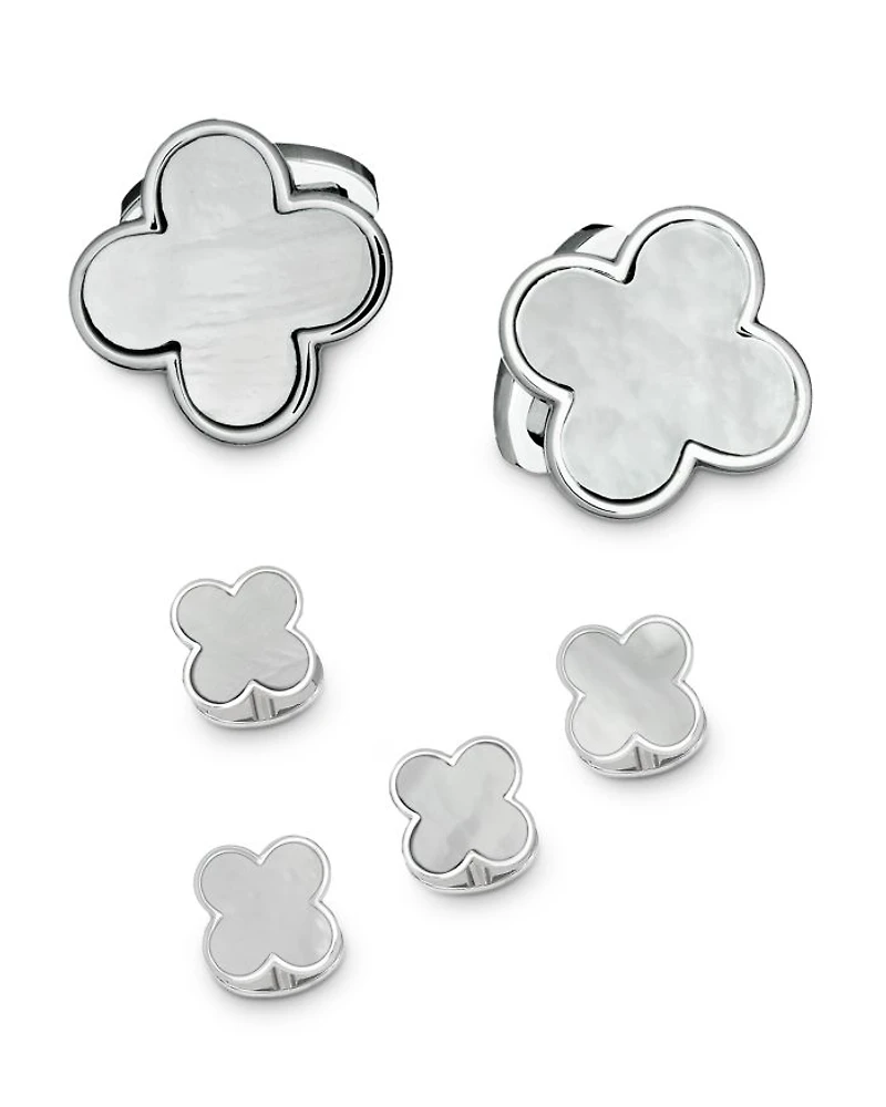 Sterling Silver & Mother-of-Pearl Clover Stud Set