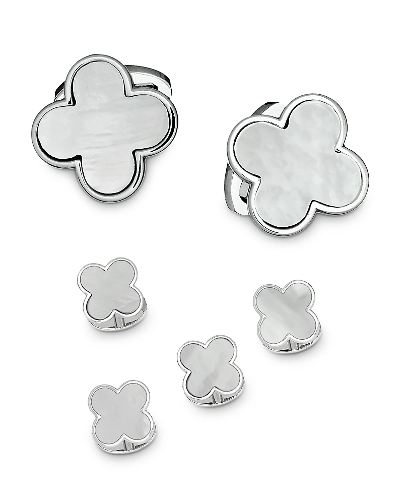 Jan Leslie Sterling Silver & Mother-of-Pearl Clover Stud Set