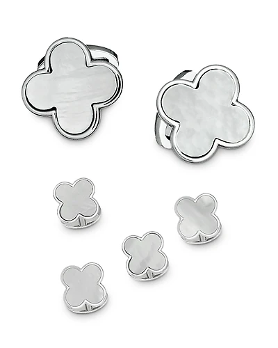 Jan Leslie Sterling Silver & Mother-of-Pearl Clover Stud Set