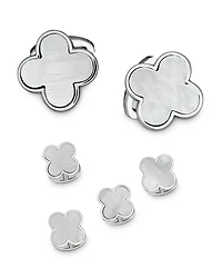 Jan Leslie Sterling Silver & Mother-of-Pearl Clover Stud Set