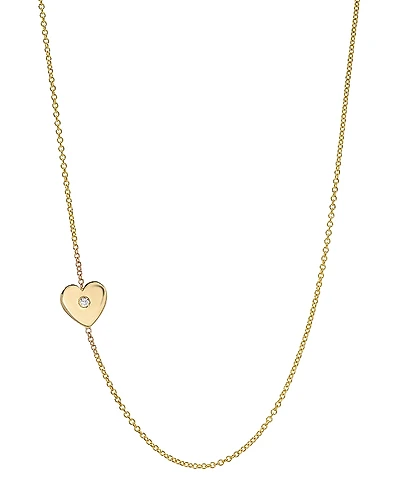 Zoe Lev 14K Yellow Gold Diamond Heart Station Necklace, 18