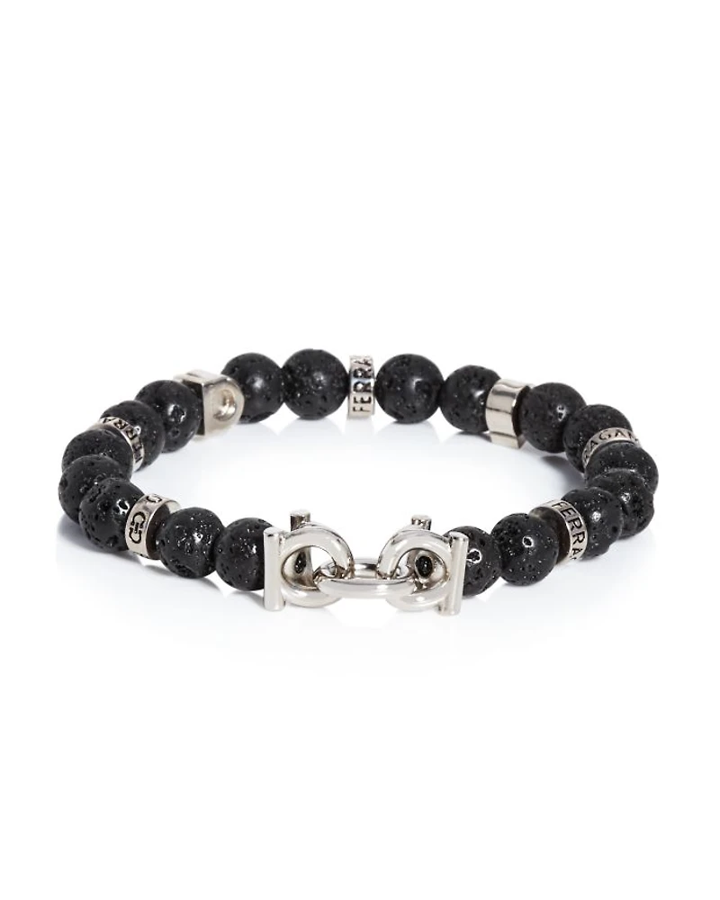 Men's Gancini Lava Beads Bracelet