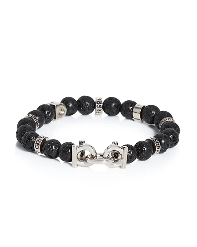 Men's Gancini Lava Beads Bracelet