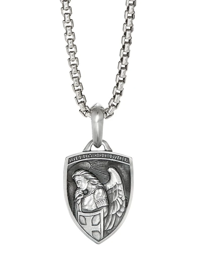 Men's St. Michael Amulet in Sterling Silver, 26mm