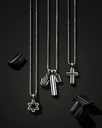 Men's Deco Cross Pendant in Sterling Silver with Diamonds