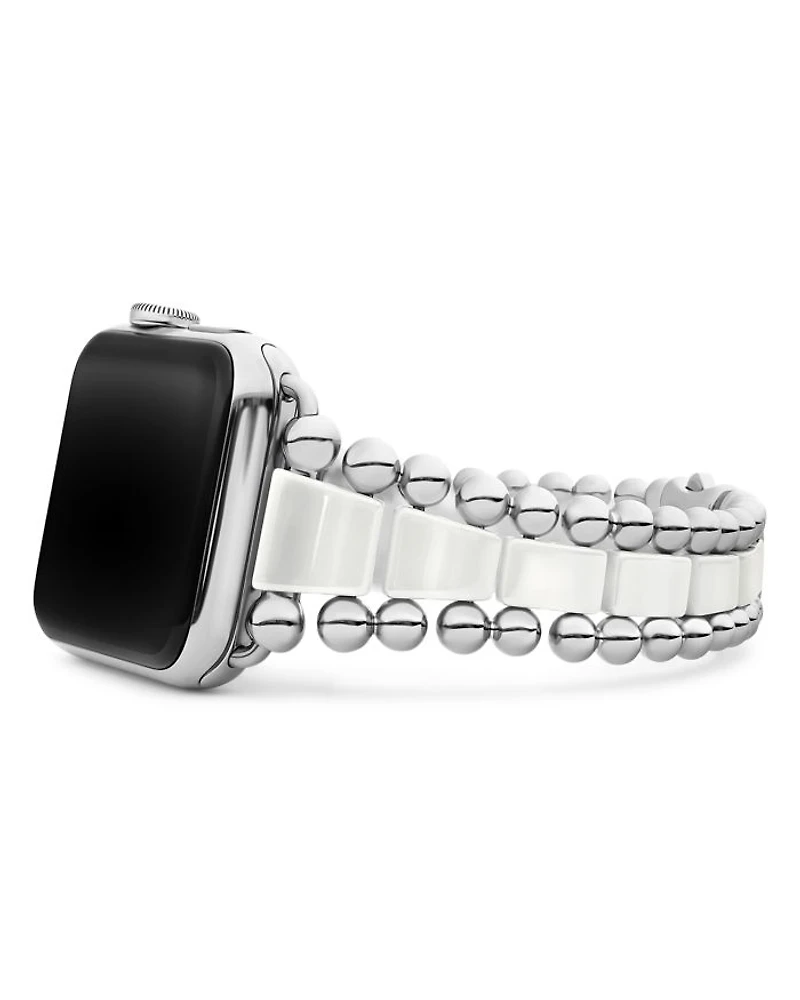White Ceramic Smart Caviar Apple™ Watch Band, 38mm-42mm