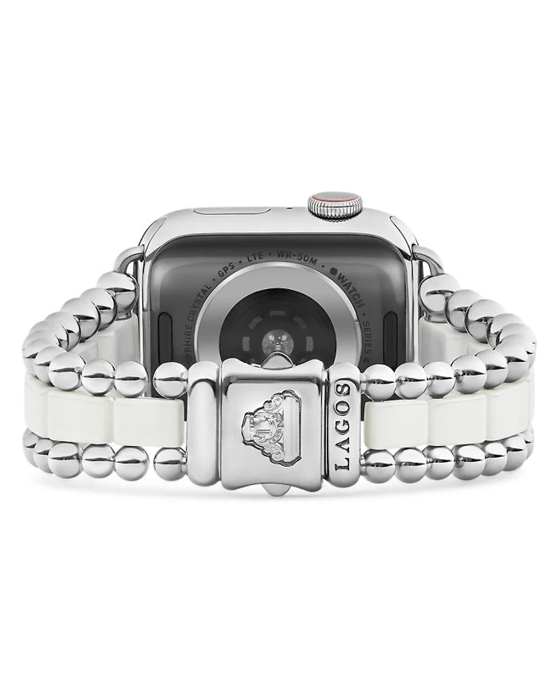 White Ceramic Smart Caviar Apple™ Watch Band, 38mm-42mm