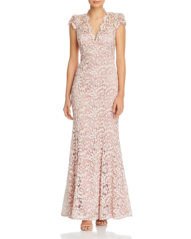 Eliza J Scalloped-Edge Lace Gown