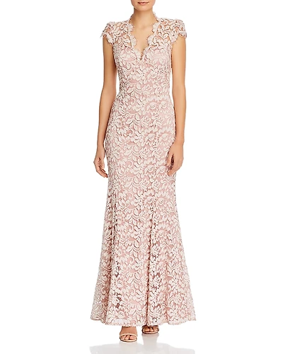 Eliza J Scalloped-Edge Lace Gown