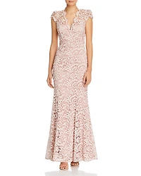 Eliza J Scalloped-Edge Lace Gown