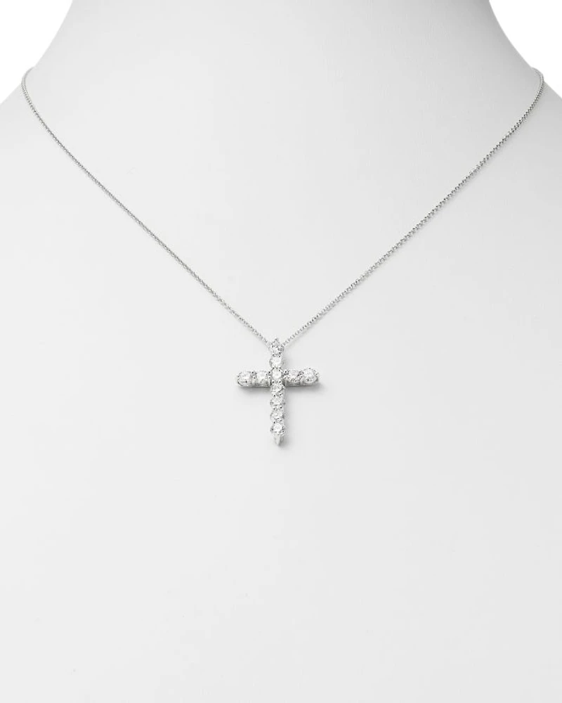 Diamond Cross Pendant Necklace in 14K White Gold
