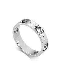 18K White Gold Logo & Star Ring