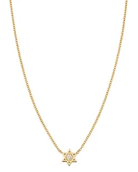 Midi Bitty 14K Yellow Gold & Diamond Star of David Necklace, 16"