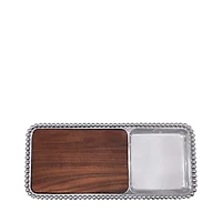Mariposa Pearled Cheese & Cracker Server with Dark Wood Insert