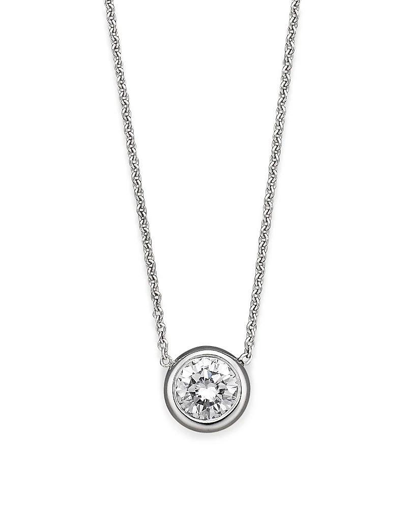 Roberto Coin 18K White Gold Bezel Diamond Solitaire Pendant, 16 - Exclusive