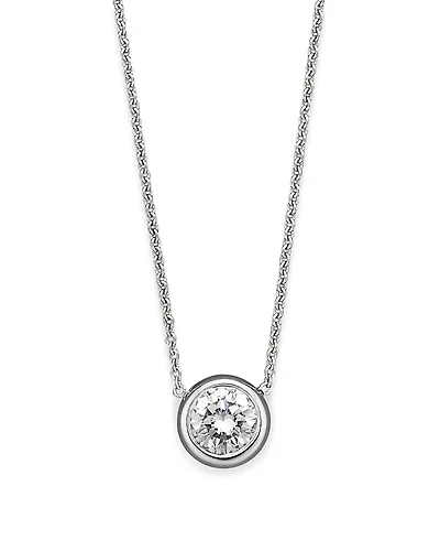 Roberto Coin 18K White Gold Bezel Diamond Solitaire Pendant, 16 - Exclusive