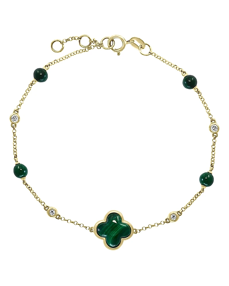 Bloomingdale's Fine Collection Malachite & Diamond Chain Bracelet