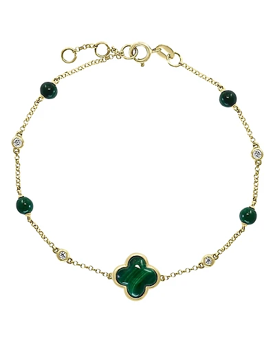 Bloomingdale's Fine Collection Malachite & Diamond Chain Bracelet