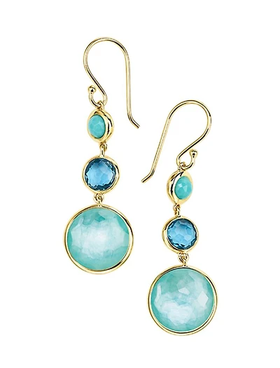 18K Yellow Gold Lollitini Multi-Stone Triple Drop Earrings