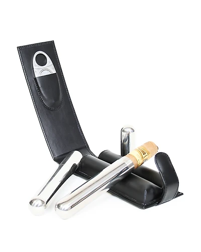 Royce New York Leather Double Cigar Flask Carrying Case