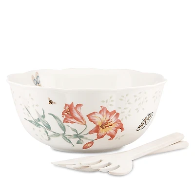 Lenox Butterfly Meadow Salad Bowl and Server Set