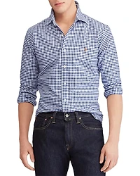 Classic Fit Long Sleeve Gingham Checked Button Down Shirt