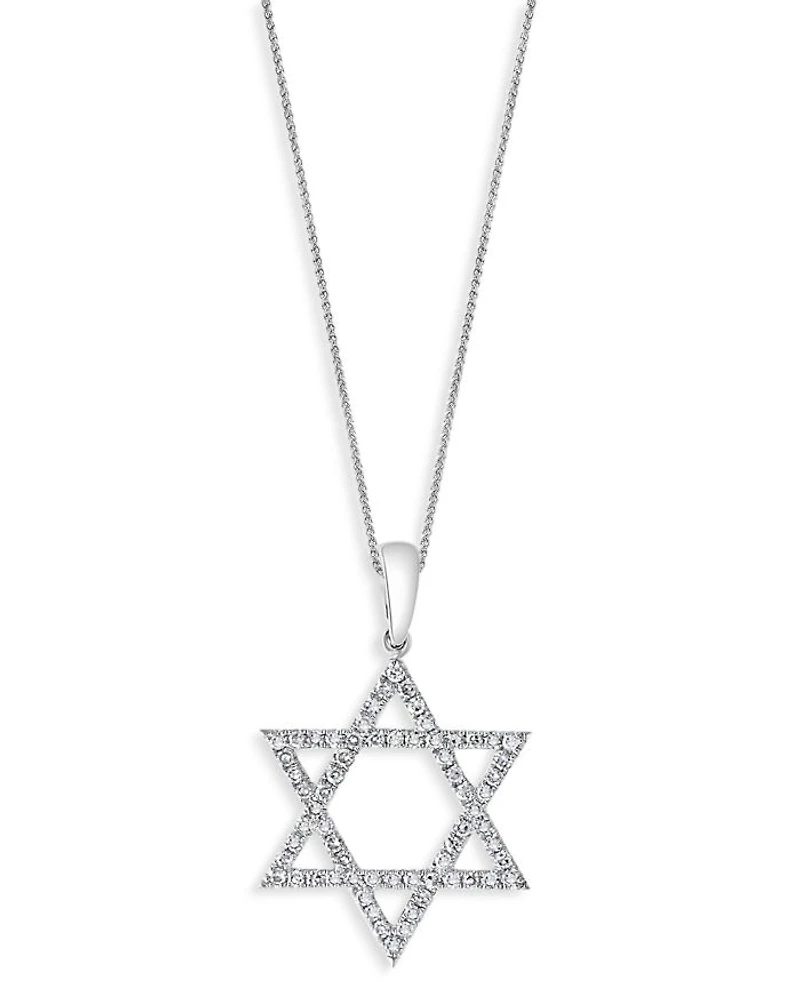 Diamond Star of David Pendant Necklace in 14K Gold