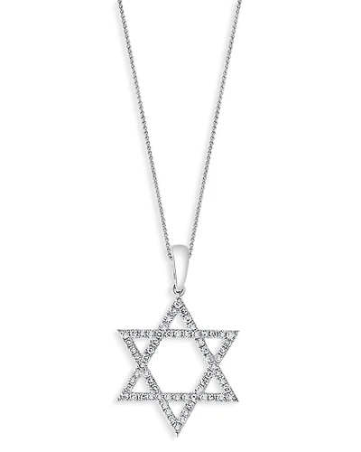 Diamond Star of David Pendant Necklace in 14K Gold