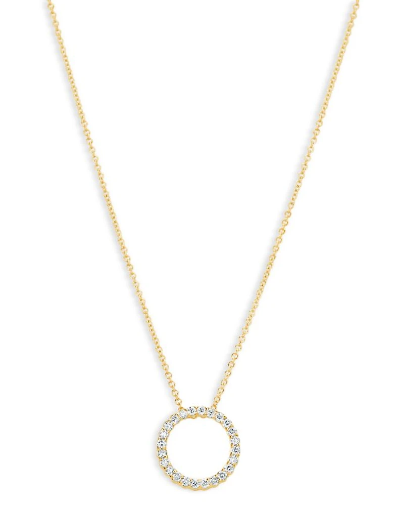 Diamond Circle Pendant Necklace in 14K Yellow Gold
