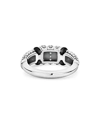 LAGOS Sterling Silver Black Caviar Diamond & Ceramic Statement Ring