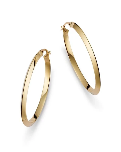 14K Yellow Gold Beveled Hoop Earrings - Exclusive