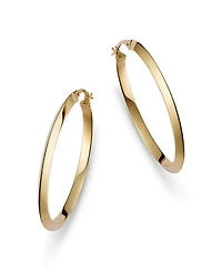 14K Yellow Gold Beveled Hoop Earrings - Exclusive