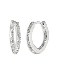 Pavé Huggie Hoop Earrings in Sterling Silver