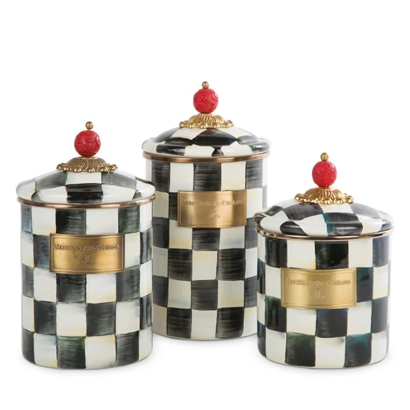 Courtly Check Enamel Canisters