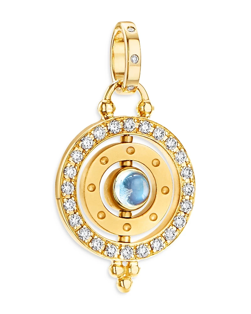 Temple St. Clair 18K Yellow Gold Celestial Blue Moonstone & Diamond Orbit Pendant