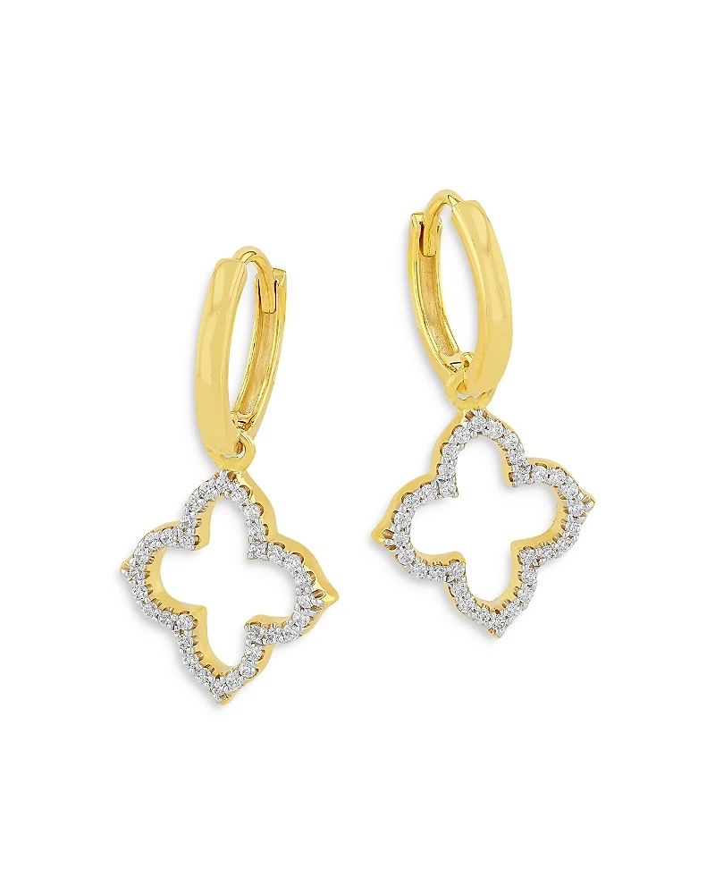 Bloomingdale's Fine Collection Diamond Clover Drop Earrings
