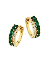 Bloomingdale's Fine Collection Emerald & Diamond Huggie Hoop Earrings