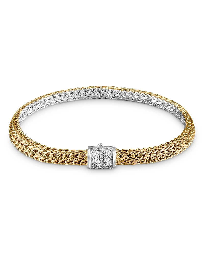 John Hardy 18K Bonded Yellow Gold & Sterling Silver Classic Chain Diamond Bracelet